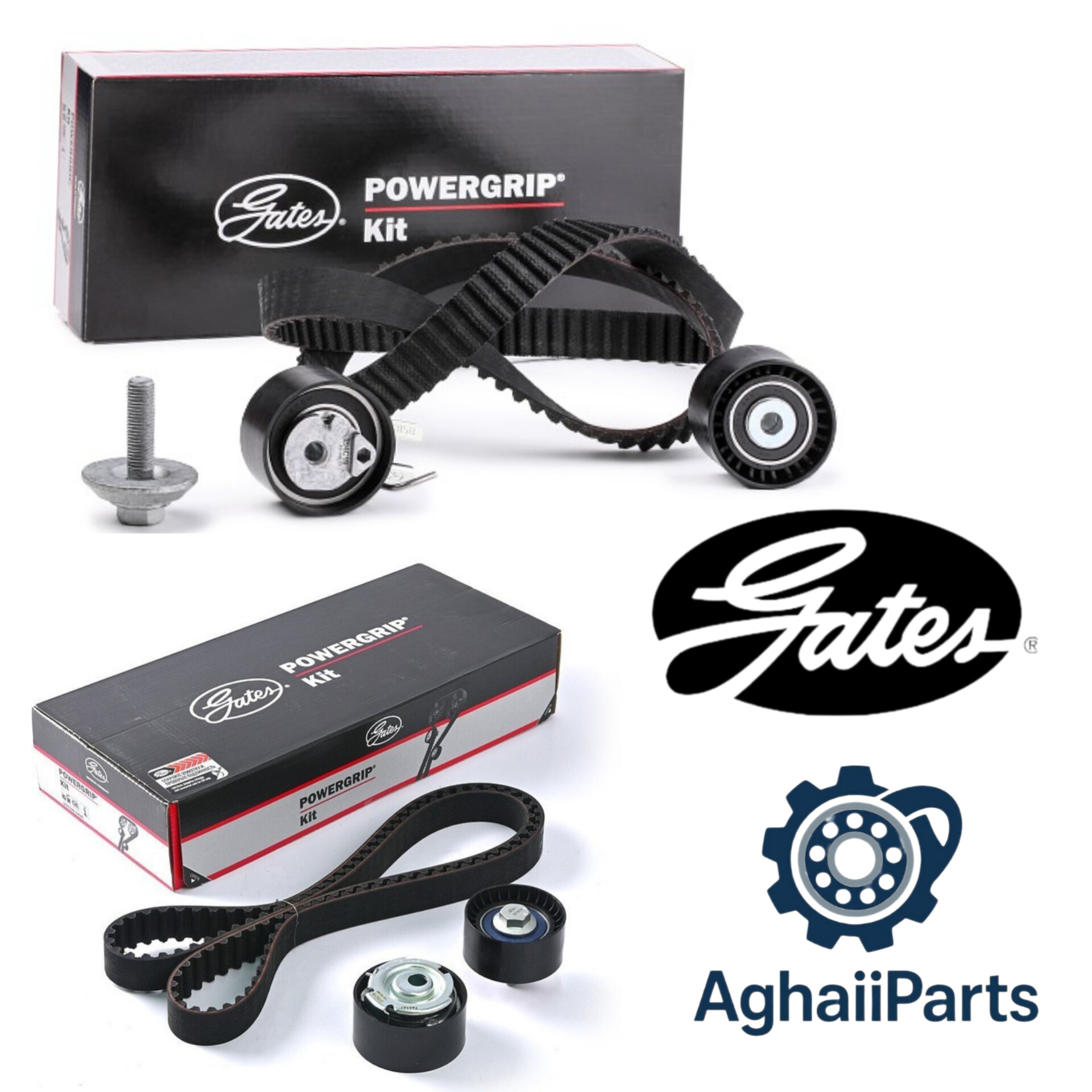 کیت تسمه تایم کامل پژو 207  گتس پاور گریپ اصلی GEATS POWER GRIP   تسمه و بلبرینگ تایم ثابت و متحرک 207
